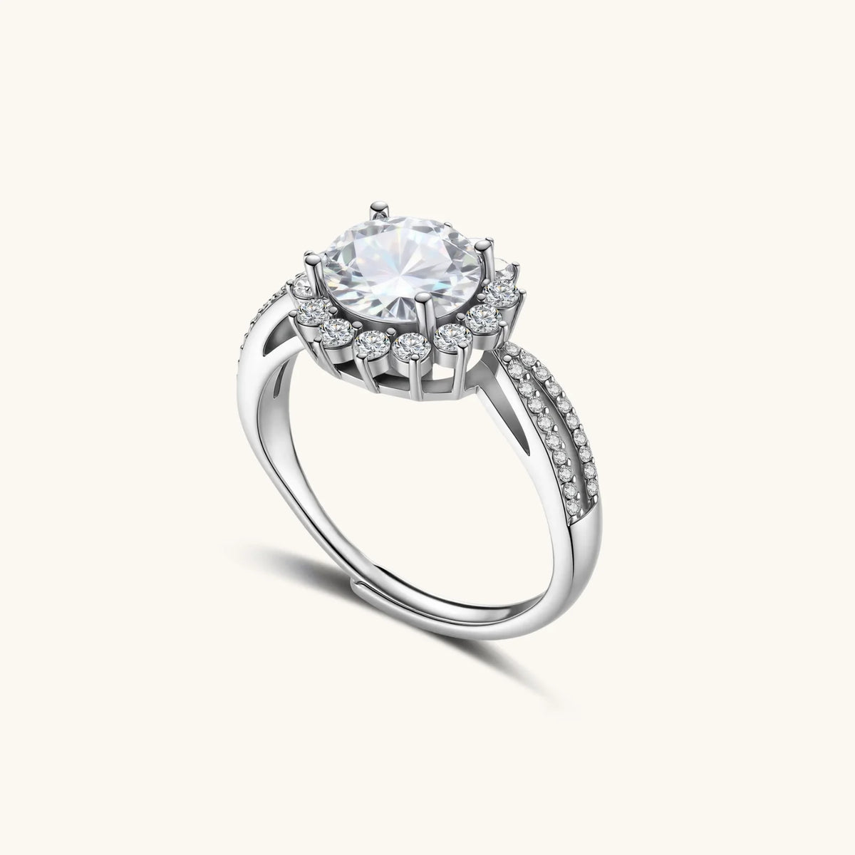 Photo 2 — Bague Halo stellaire en moissanite