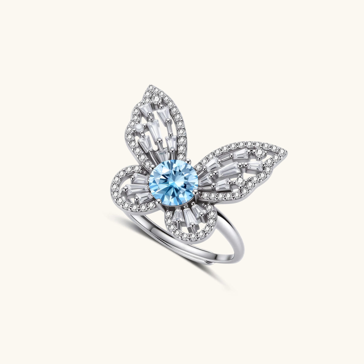 Photo 1 — Bague Papillon bleu en moissanite