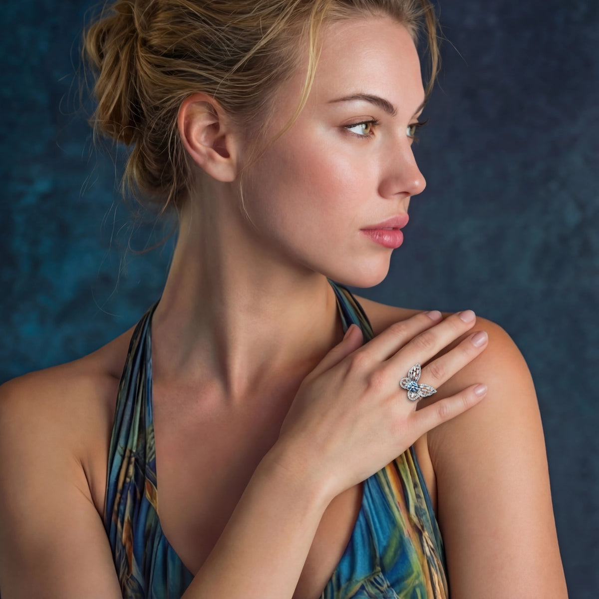 Photo 3 — Bague Papillon bleu en moissanite