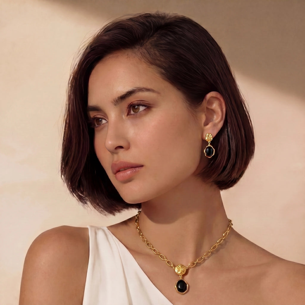 Ripple Drop Agate Earrings jewelry product image